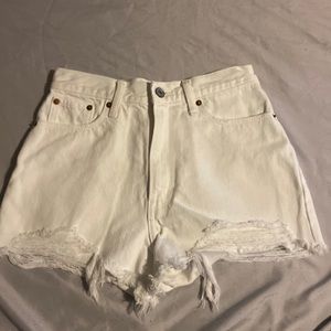 EUC White Distressed A&F shorts